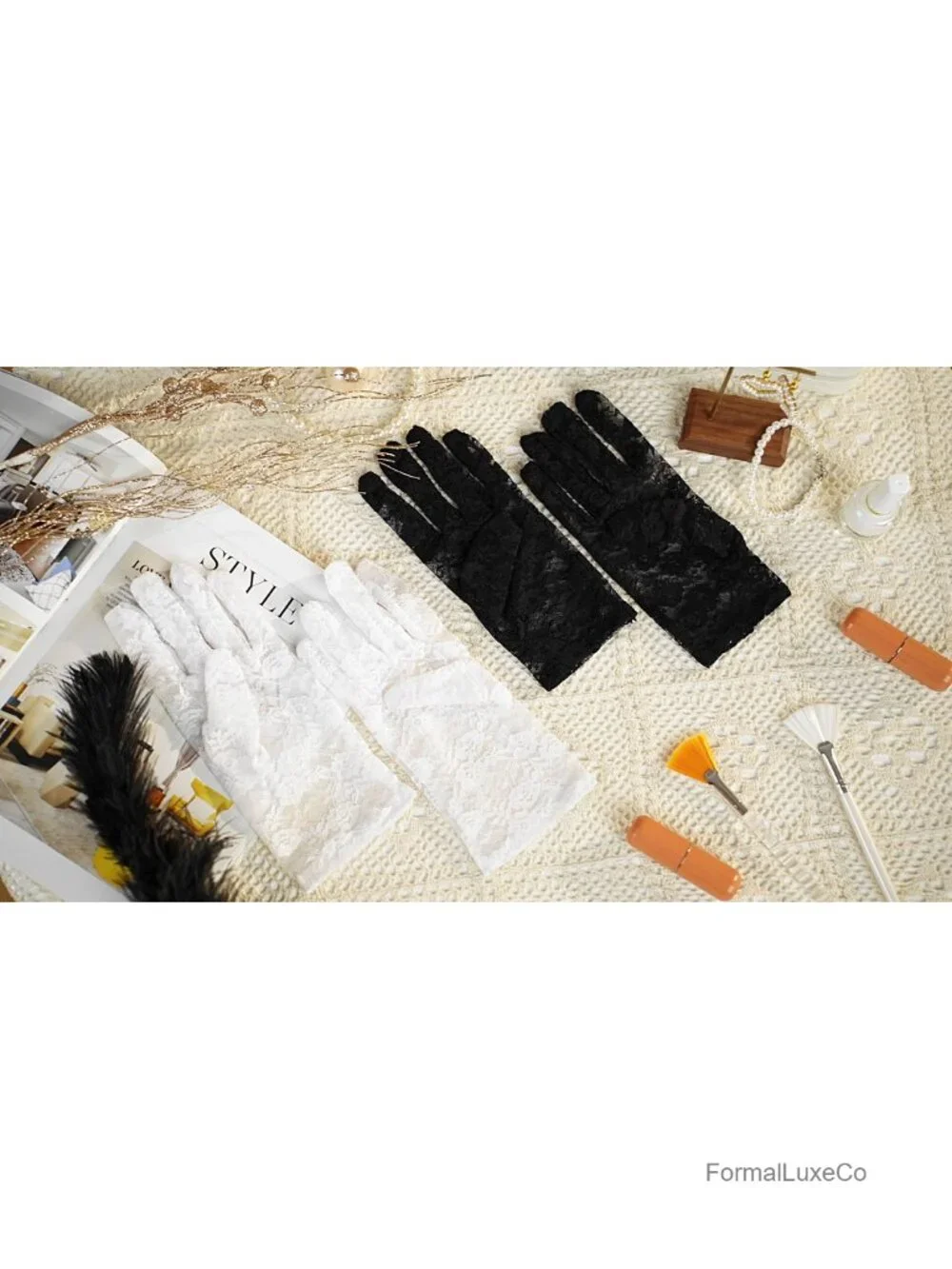 Lace Gloves for Women Tea Party Short Dressy Courtesy Gloves Cosplay Dinner